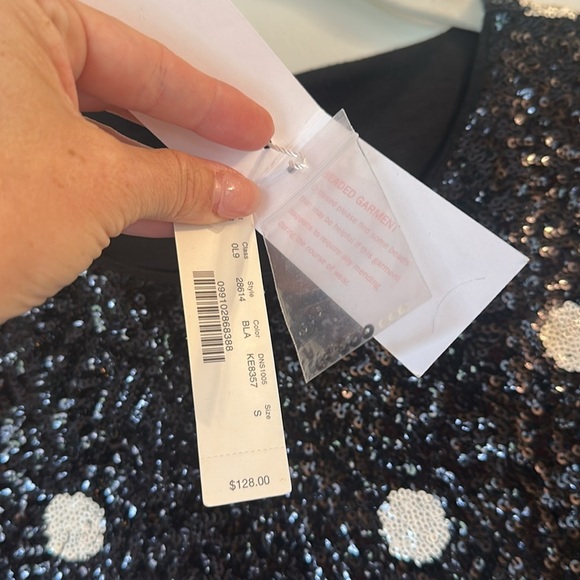 J Crew Polka Dot Sequin Top Black white size small NWT - Picture 4 of 6